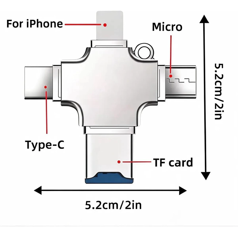 LECTOR DE MEMORIAS 4 EN 1 PARA IPHONE Y ANDROID - 4