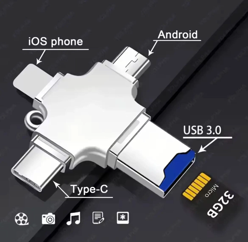 LECTOR DE MEMORIAS 4 EN 1 PARA IPHONE Y ANDROID - 6