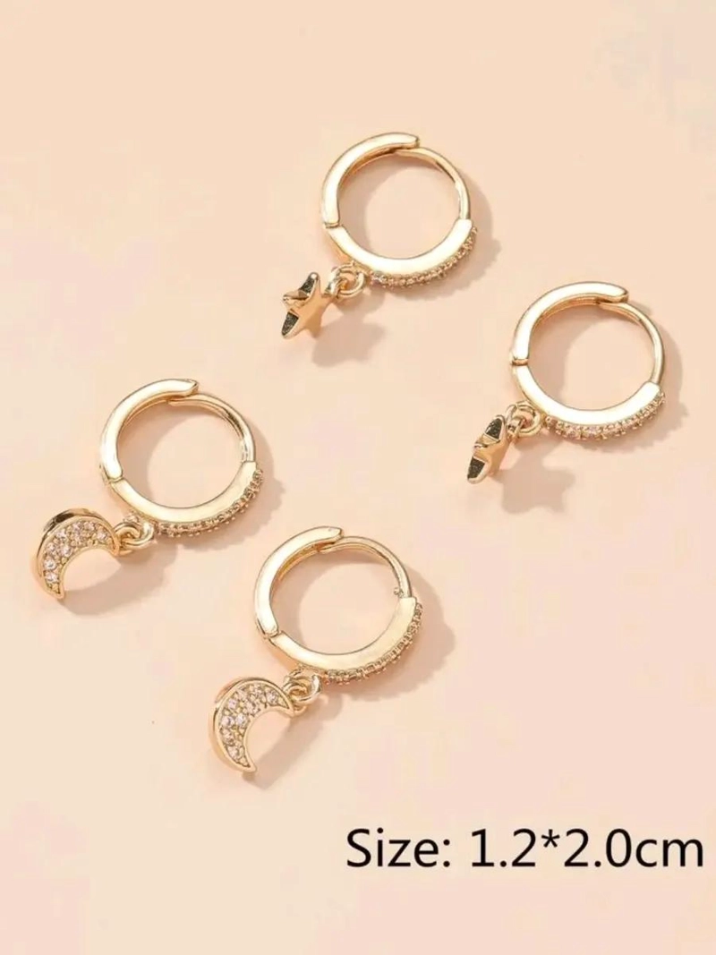 SET DE AROS LUNA Y ESTRELLA EN BAÑO DE ORO 18K - 4