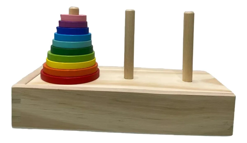 JUGUETE TORRE DE HANOI DE MADERA PARA DESAFIOS EDUCATIVOS - 1