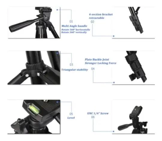 TRIPODE PROFESIONAL PARA CAMARA Y CELULAR DE 140 CM - 5