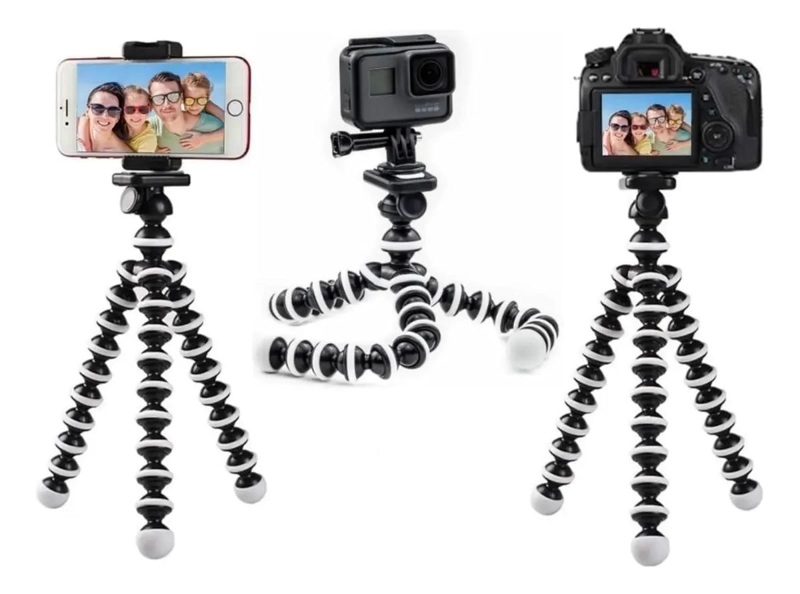 TRIPODE FLEXIBLE PULPO PARA CELULAR Y CAMARA CON SOPORTE AJUSTABLE - 1
