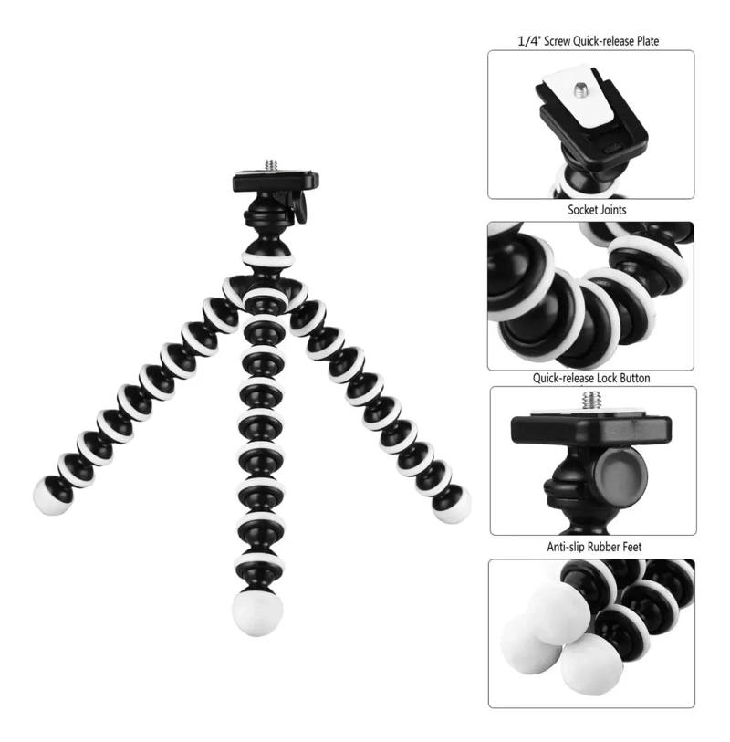 TRIPODE FLEXIBLE PULPO PARA CELULAR Y CAMARA CON SOPORTE AJUSTABLE - 2