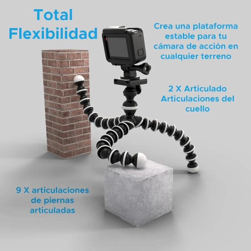 TRIPODE FLEXIBLE PULPO PARA CELULAR Y CAMARA CON SOPORTE AJUSTABLE - 4