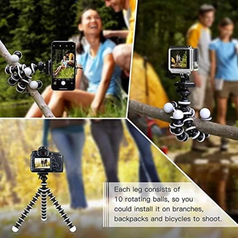 TRIPODE FLEXIBLE PULPO PARA CELULAR Y CAMARA CON SOPORTE AJUSTABLE - 9