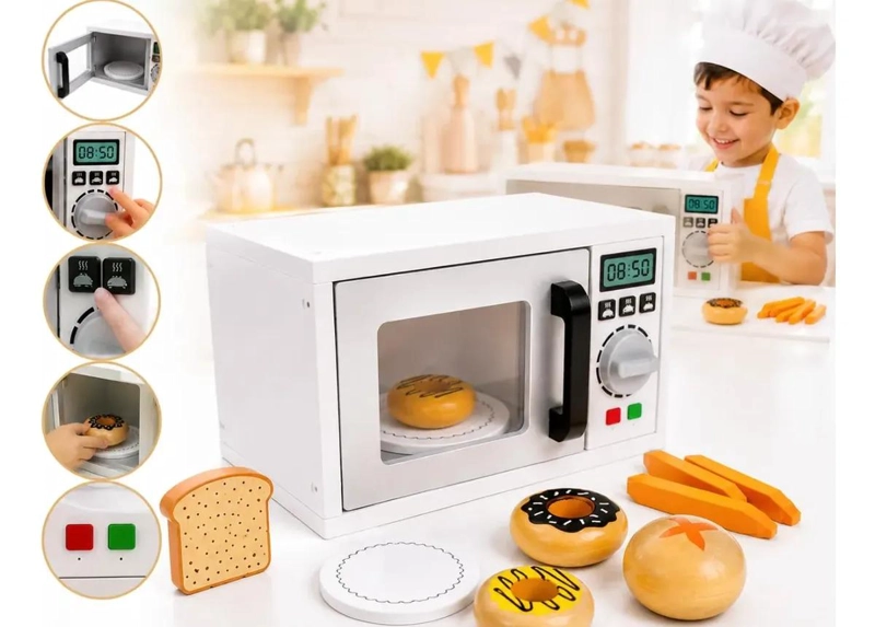 MICROONDAS DE JUGUETE DE MADERA PARA COCINA INFANTIL EDUCATIVA - 5