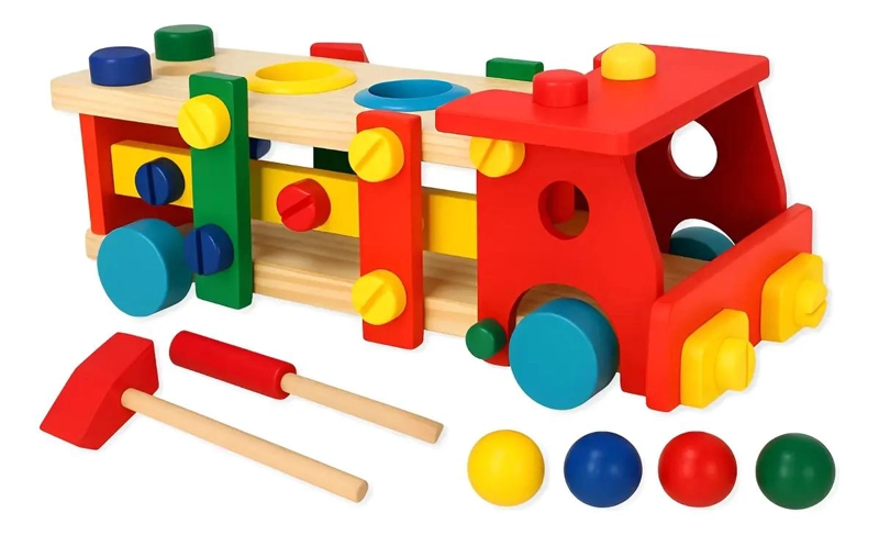 CAMION DE MADERA DESMONTABLE PARA NIÑOS EDUCATIVO - 1