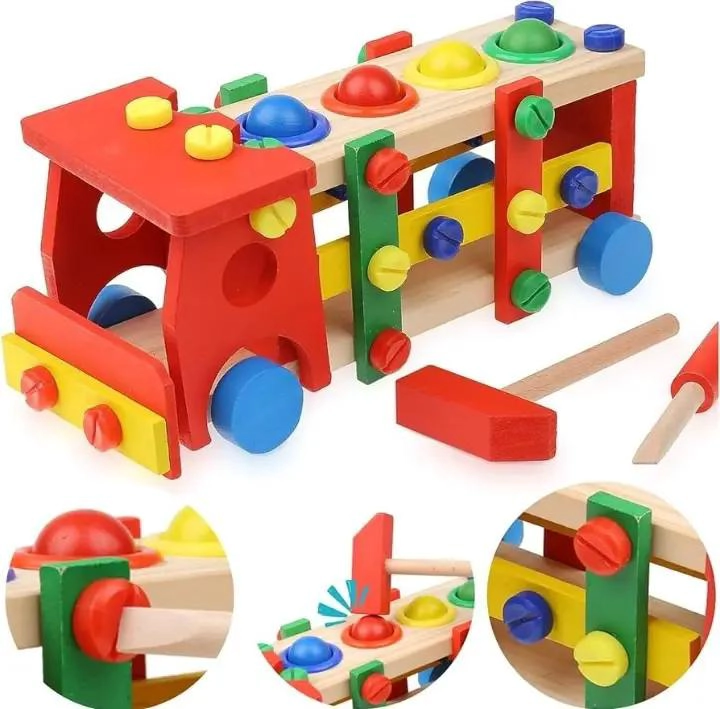 CAMION DE MADERA DESMONTABLE PARA NIÑOS EDUCATIVO - 2