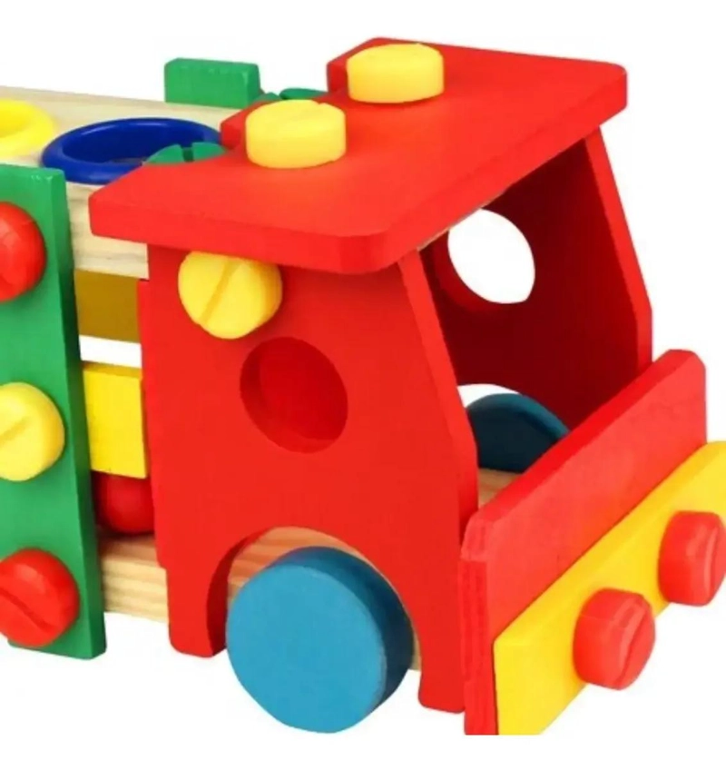 CAMION DE MADERA DESMONTABLE PARA NIÑOS EDUCATIVO - 6