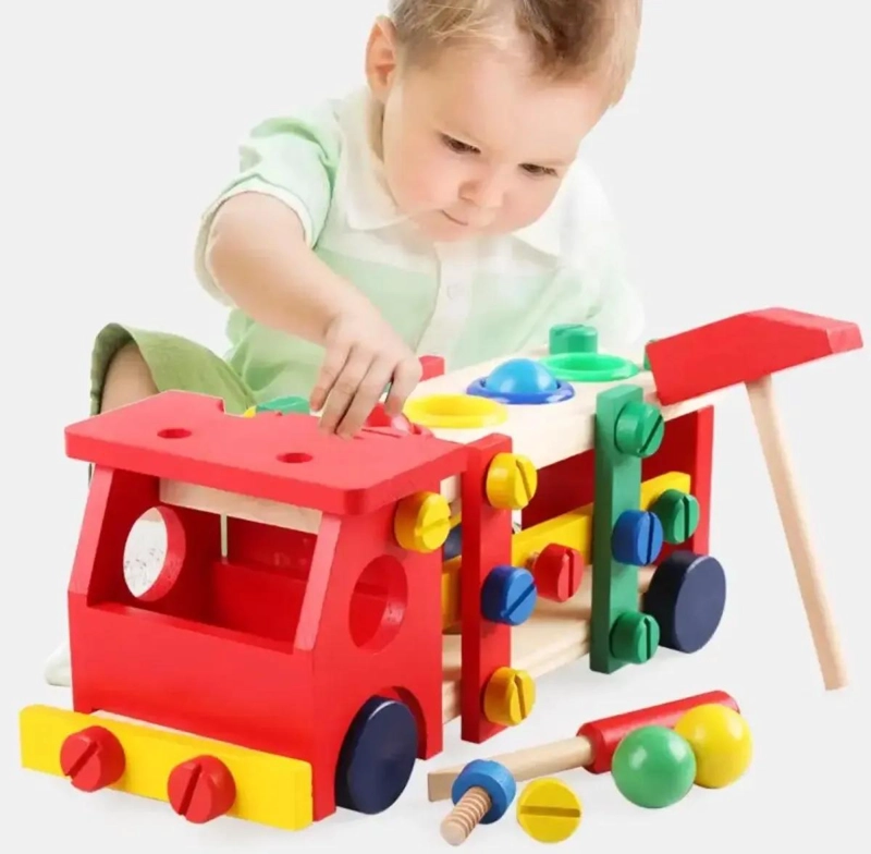 CAMION DE MADERA DESMONTABLE PARA NIÑOS EDUCATIVO - 9