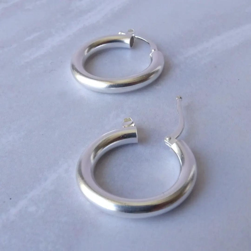 AROS DE PLATA 925 ARGOLLAS GRUESAS DE 2 CM PARA USO DIARIO - 5