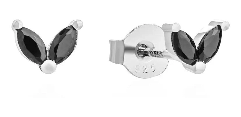 MINI AROS CIRCONES NEGROS EN PLATA 925 CON BRILLO - 1