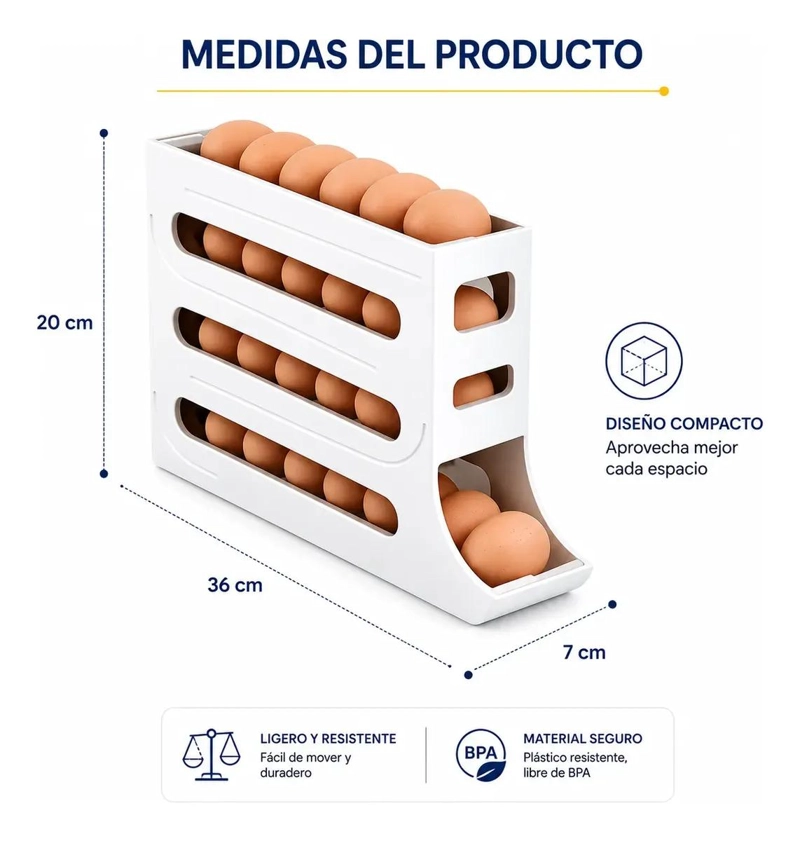 DISPENSADOR ORGANIZADOR DE HUEVOS PARA REFRIGERADOR 30 UNIDADES - 3