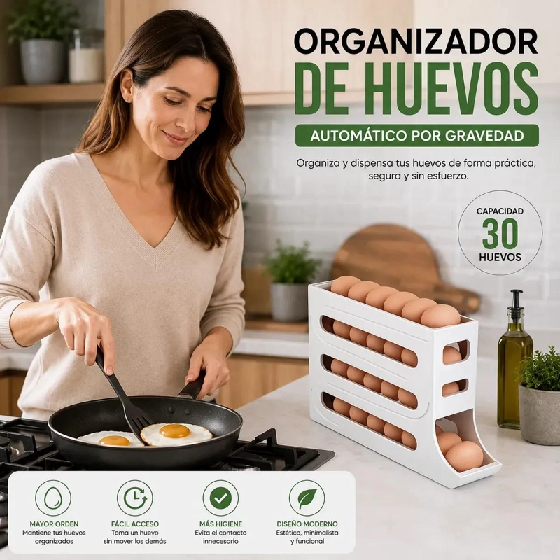 DISPENSADOR ORGANIZADOR DE HUEVOS PARA REFRIGERADOR 30 UNIDADES - 7
