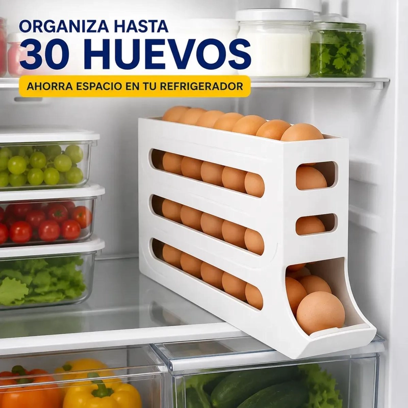 DISPENSADOR ORGANIZADOR DE HUEVOS PARA REFRIGERADOR 30 UNIDADES - 8