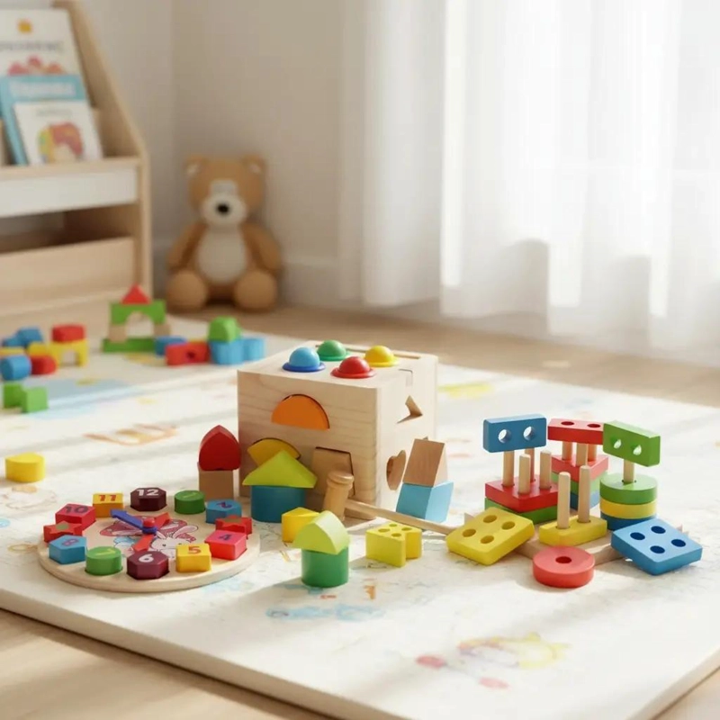 CUBO DE ENCAJE DE MADERA PARA APRENDIZAJE INFANTIL - 1