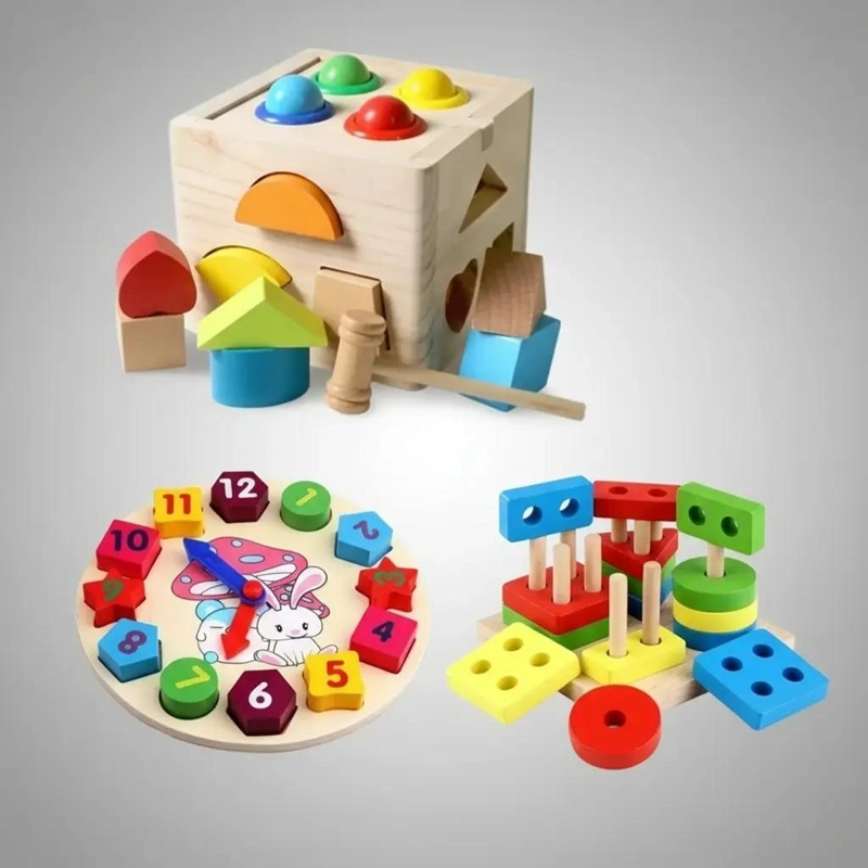 CUBO DE ENCAJE DE MADERA PARA APRENDIZAJE INFANTIL - 2