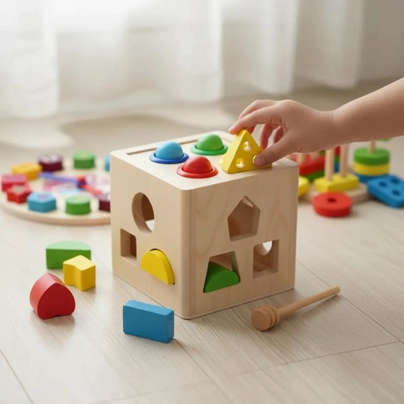 CUBO DE ENCAJE DE MADERA PARA APRENDIZAJE INFANTIL - 4