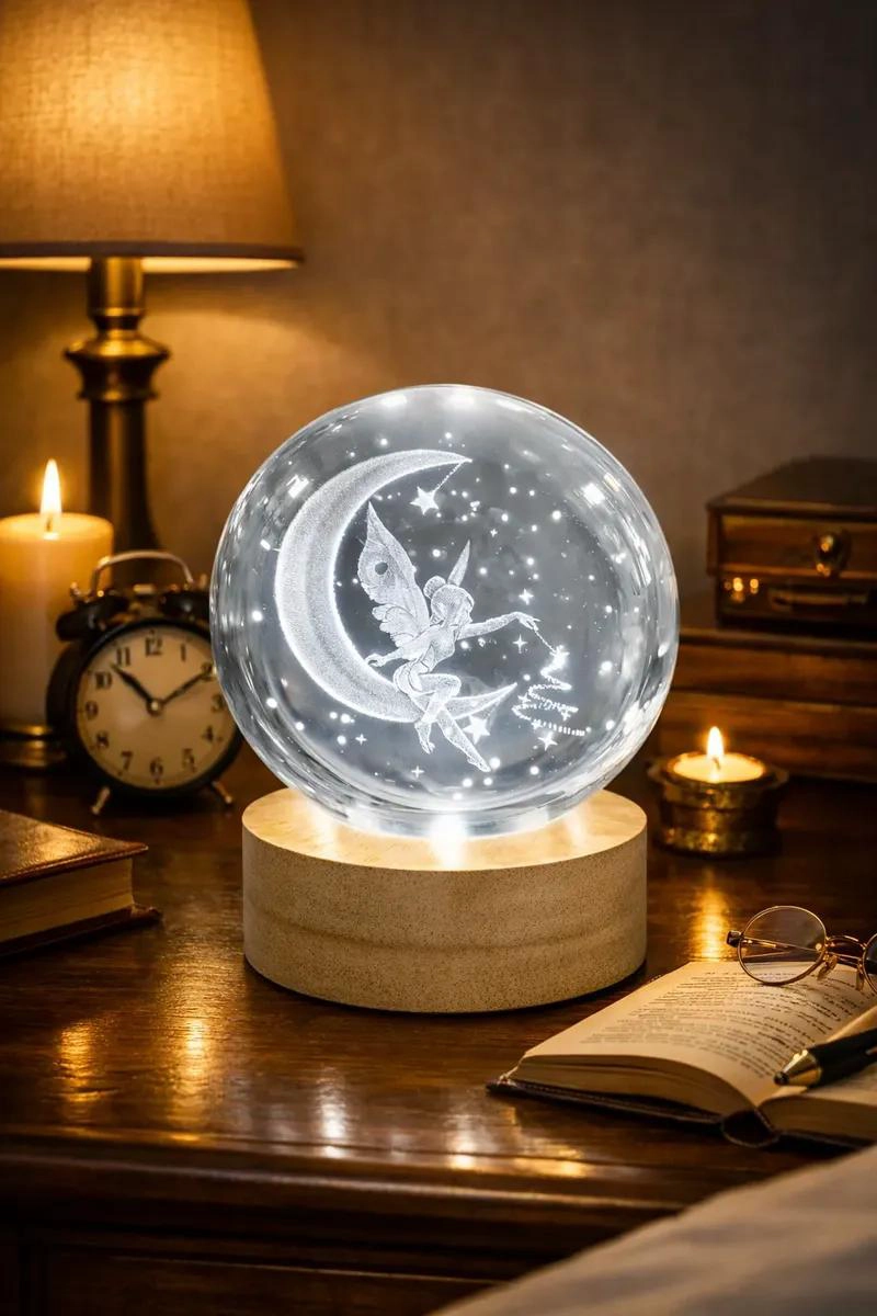 ESFERA DECORATIVA LED DE 8CM CON BASE DE 6CM - 2