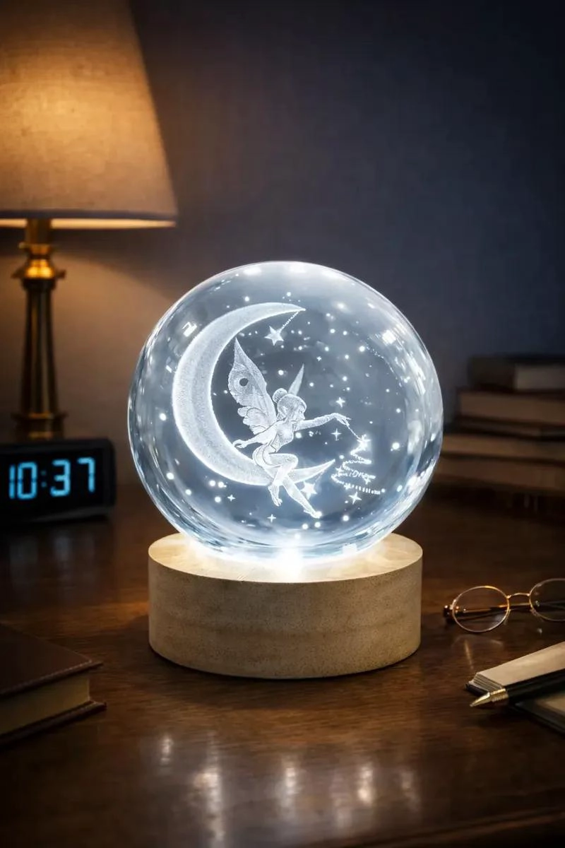 ESFERA DECORATIVA LED DE 8CM CON BASE DE 6CM - 3