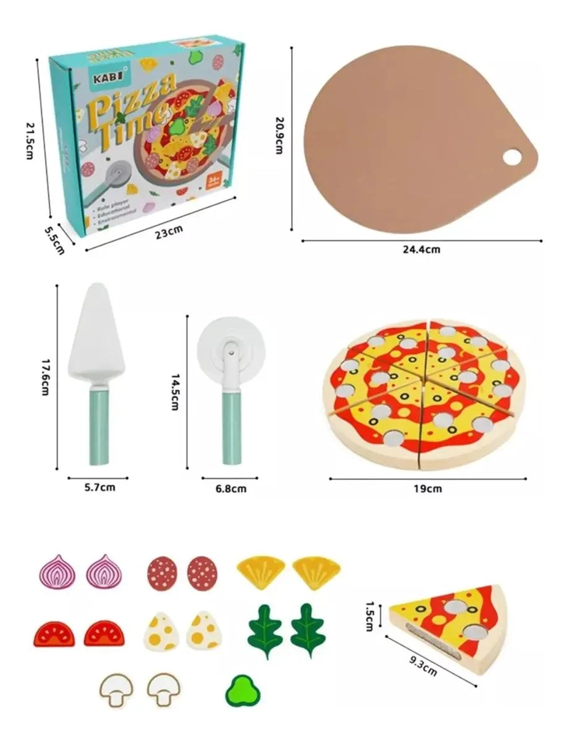 JUEGO DIDACTICO DE PIZZA DE MADERA PARA NIÑOS CON 25 PIEZAS - 4