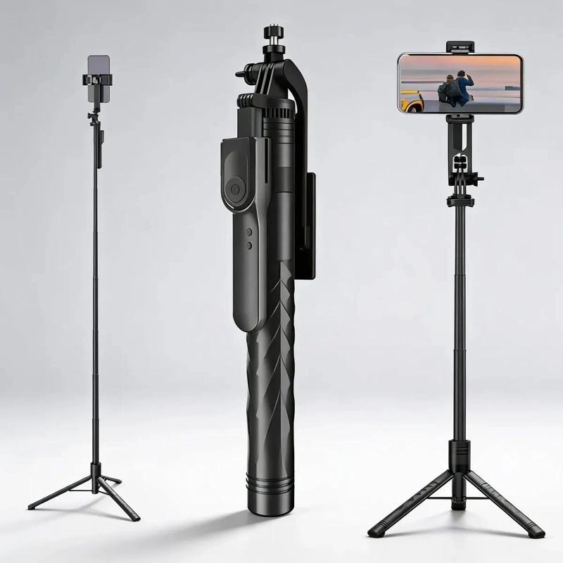 SOPORTE MULTIFUNCIONAL PARA TELE FONO CON TRIPODE Y CONTROL REMOTO - 9
