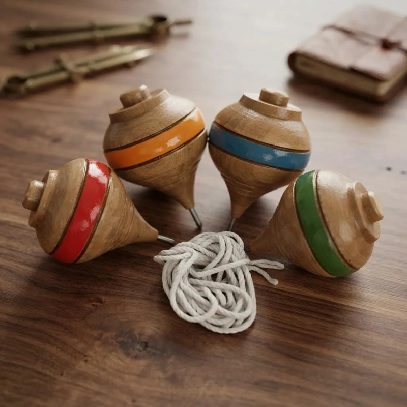SET DE 6 TROMPOS DE MADERA TRADICIONAL PARA FIESTAS PATRIAS - 2