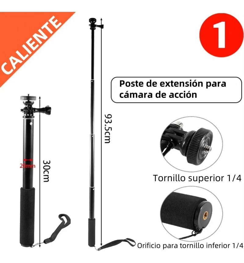 BASTON SELFIE EXTENSIBLE SUMERGIBLE PARA CAMARAS DEPORTIVAS - 2