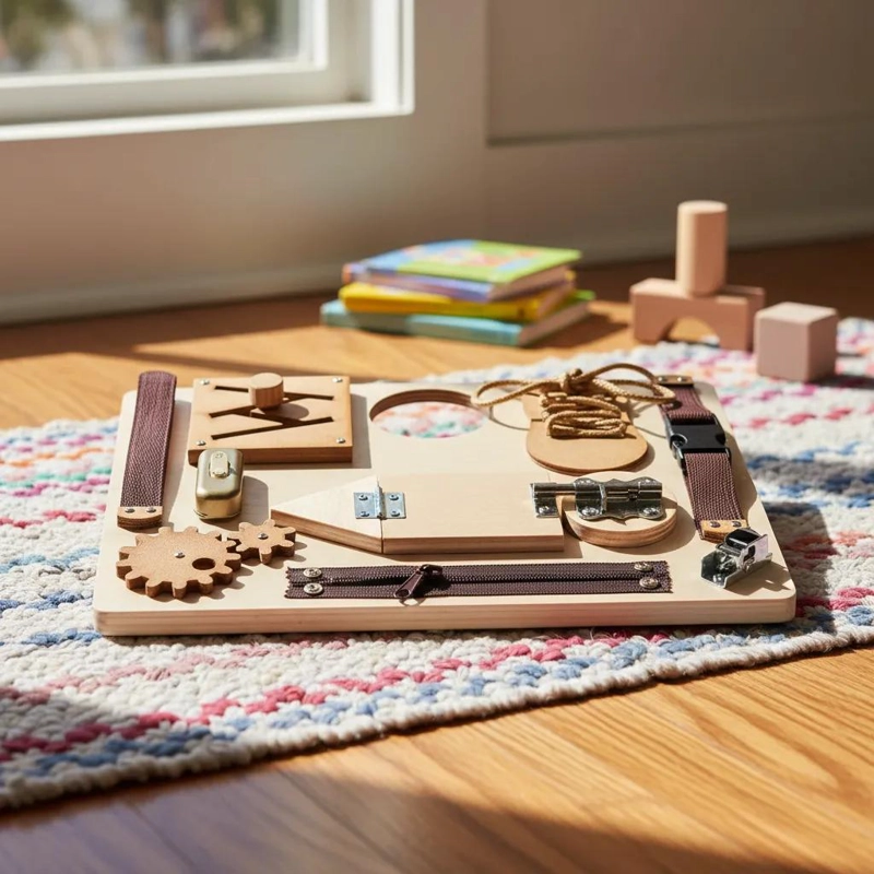 TABLERO SENSORIAL DE MADERA PARA DESARROLLO INFANTIL - 3