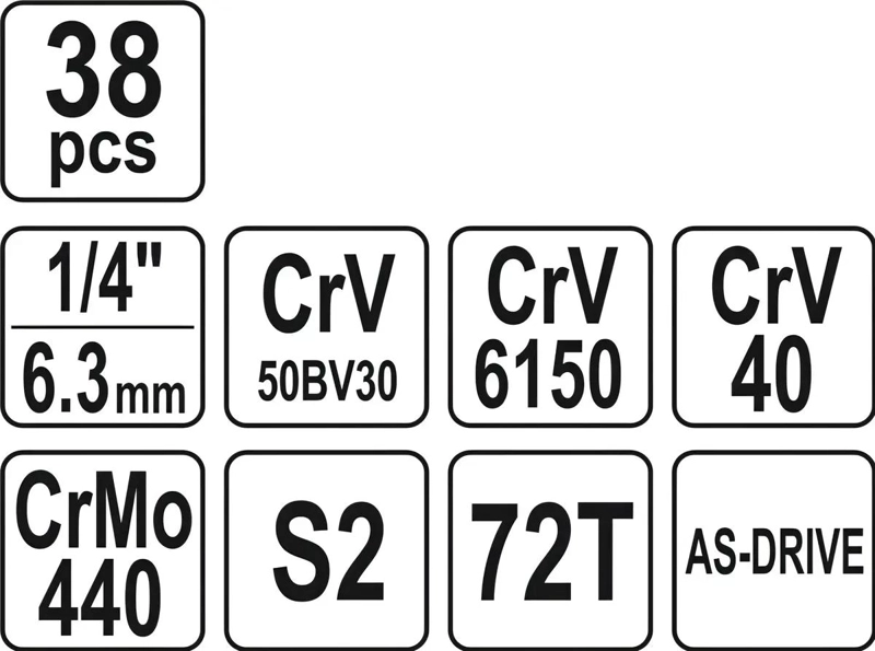 JUEGO DE DADOS 38 PIEZAS EN MALETA PLASTICA PARA HERRAMIENTAS - 1