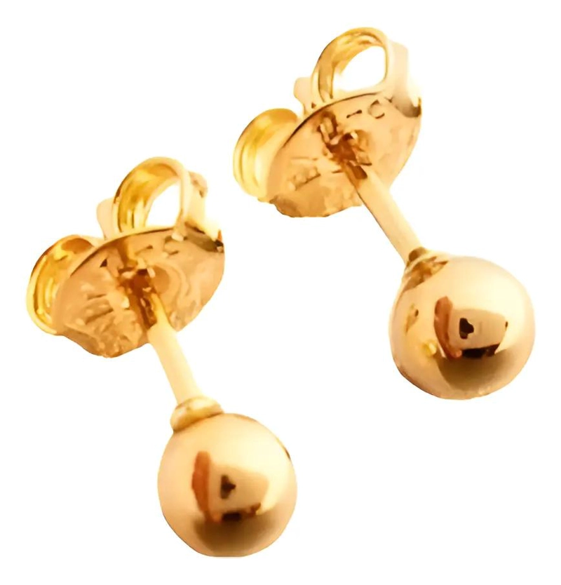ARETES TOPO BALIN 4MM EN ORO LAMINADO 18K CON ACABADO EUROPEO - 1