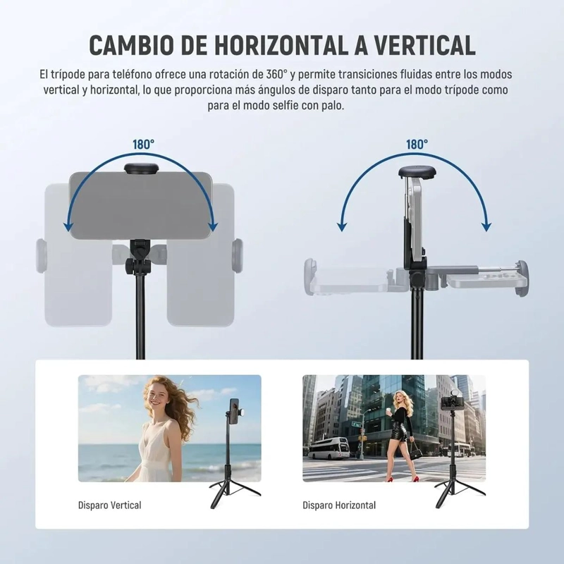 TRIPODE SELFIE EXTENSIBLE CON LUZ Y CONTROL REMOTO - 5