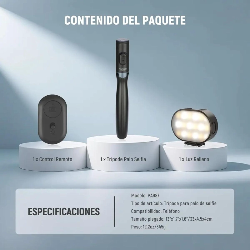 TRIPODE SELFIE EXTENSIBLE CON LUZ Y CONTROL REMOTO - 9