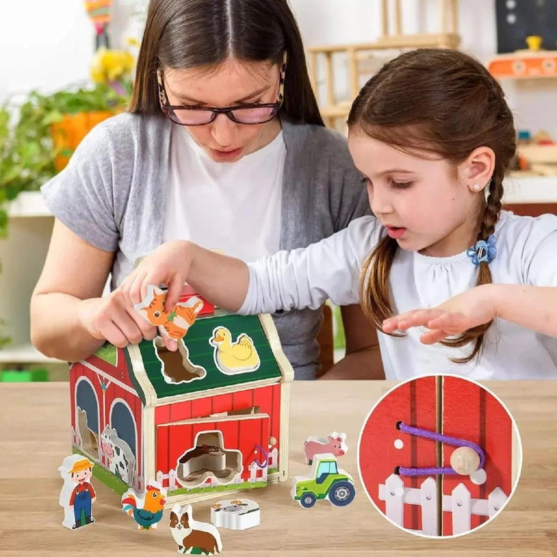 JUGUETE DIDACTICO DE MADERA GRANJA CON ANIMALES PARA NIÑOS - 3