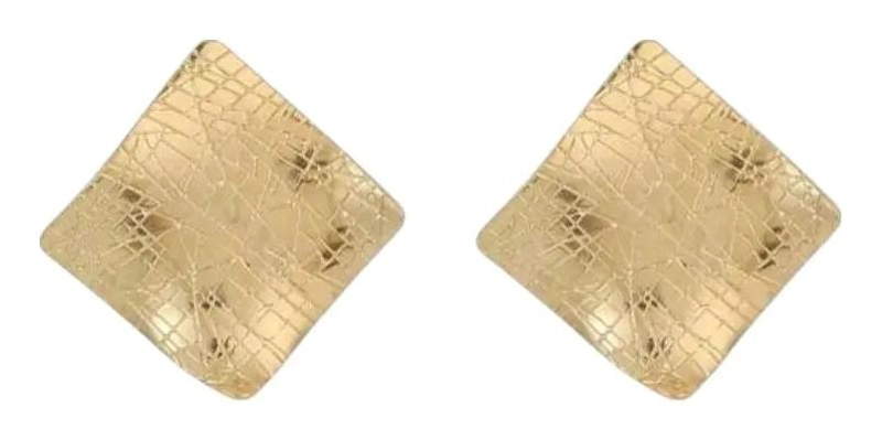 AROS GEOME TRICOS GRANDES BAÑO DE ORO 18K PARA MUJER - 1