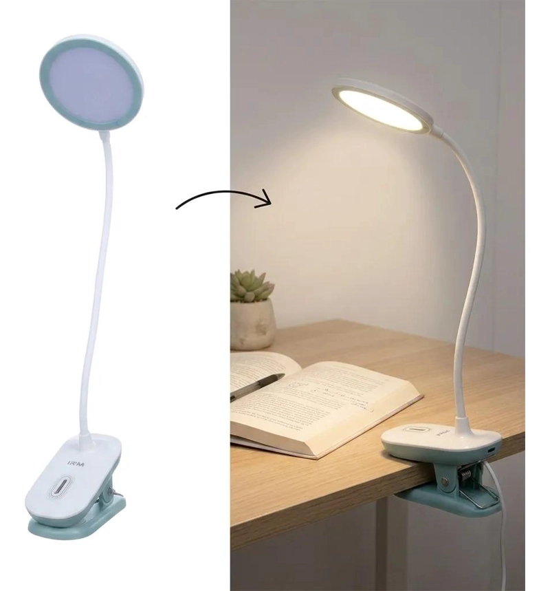 LAMPARA LED DE ESCRITORIO FLEXIBLE CON PINZA RECARGABLE - 2