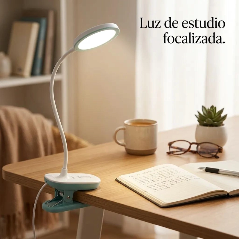 LAMPARA LED DE ESCRITORIO FLEXIBLE CON PINZA RECARGABLE - 5