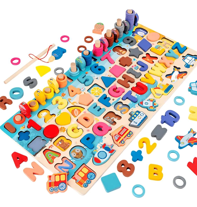 JUGUETE EDUCATIVO MULTIFUNCIONAL DE MADERA PARA NIÑOS - 1