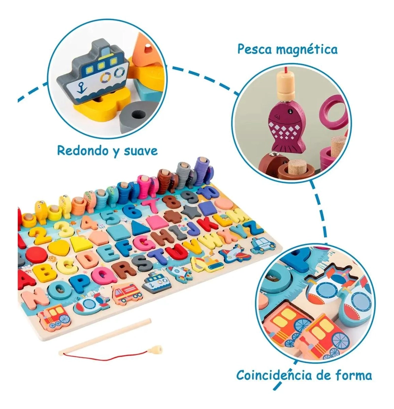 JUGUETE EDUCATIVO MULTIFUNCIONAL DE MADERA PARA NIÑOS - 6