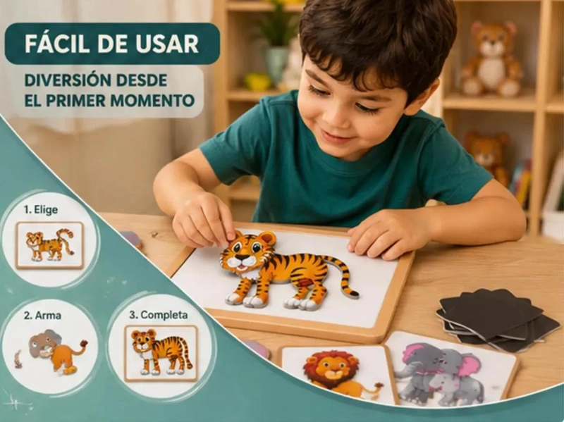 PUZZLE MAGNE TICO EDUCATIVO DE ANIMALES DE LA SELVA PARA NIÑOS - 1