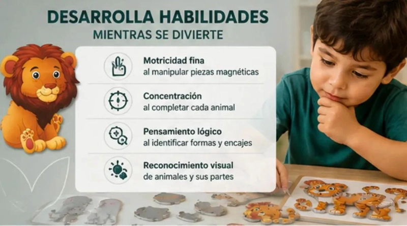 PUZZLE MAGNE TICO EDUCATIVO DE ANIMALES DE LA SELVA PARA NIÑOS - 3