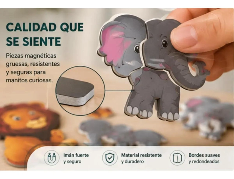 PUZZLE MAGNE TICO EDUCATIVO DE ANIMALES DE LA SELVA PARA NIÑOS - 4