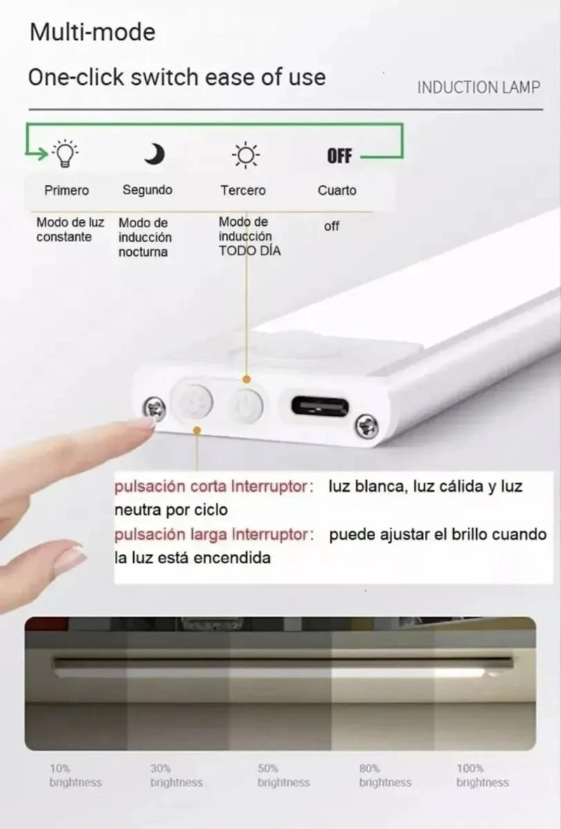 LUZ LED PARA CLOSET CON SENSOR DE MOVIMIENTO 60CM - 2