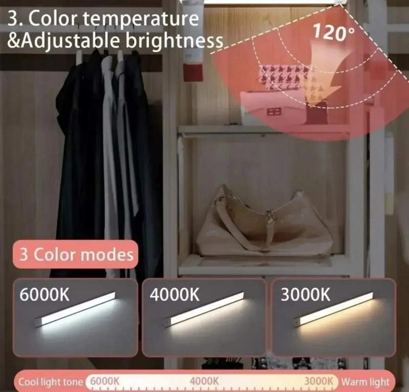 LUZ LED PARA CLOSET CON SENSOR DE MOVIMIENTO 60CM - 7