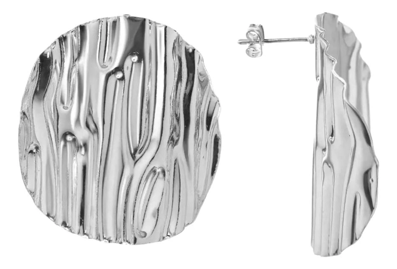AROS ENCHAPADOS EN PLATA CON DISEÑO DE RELIEVE ELEGANTE - 1