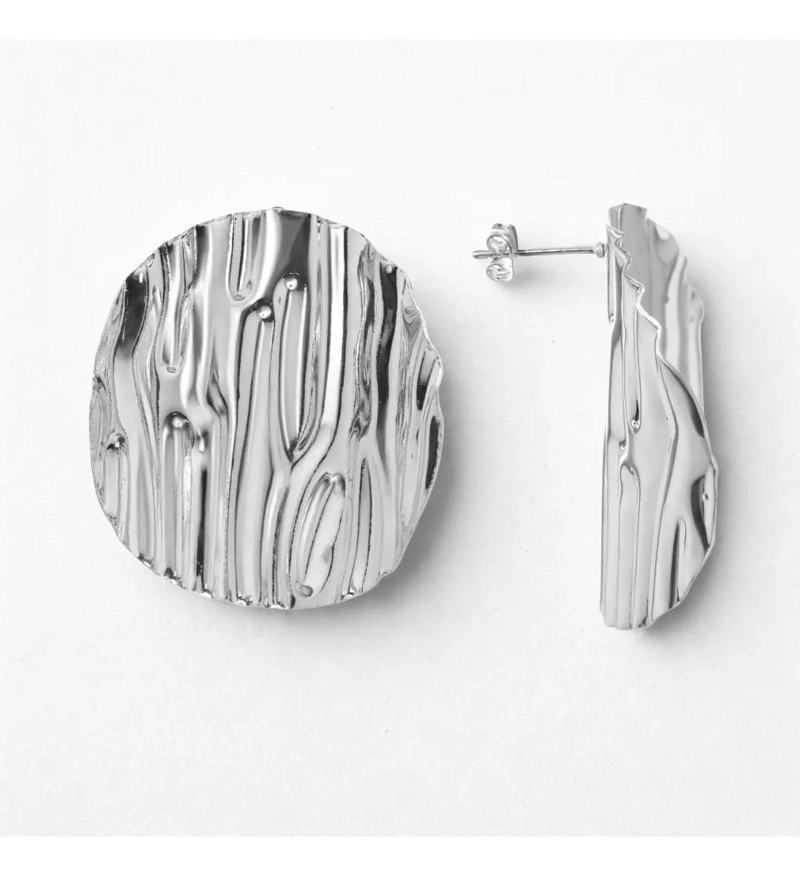 AROS ENCHAPADOS EN PLATA CON DISEÑO DE RELIEVE ELEGANTE - 9