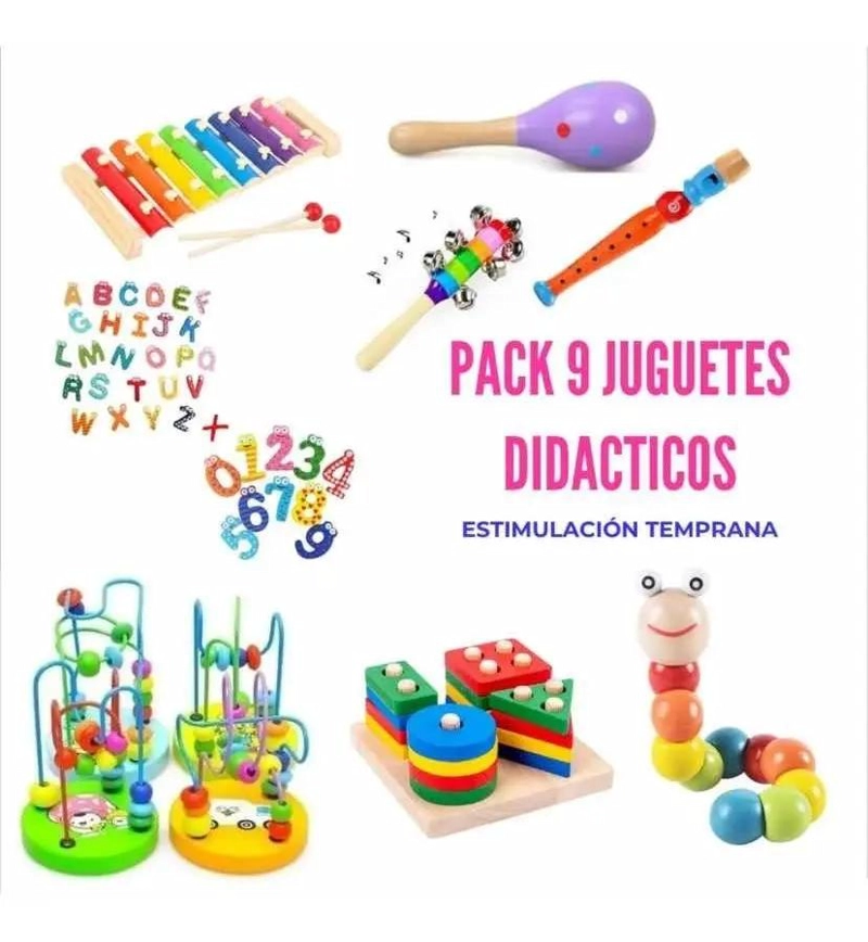PACK DE 9 JUGUETES DIDACTICOS DE MADERA PARA NIÑOS - 2