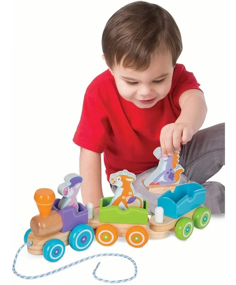 TREN DE ARRASTRE DE MADERA CON ANIMALES DIDACTICOS PARA NIÑOS - 4