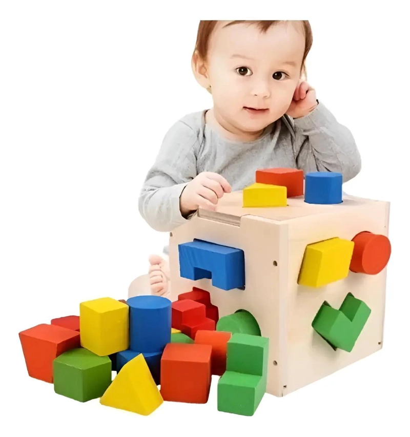CUBO EDUCATIVO DE MADERA PARA CLASIFICACION DE FORMAS - 1