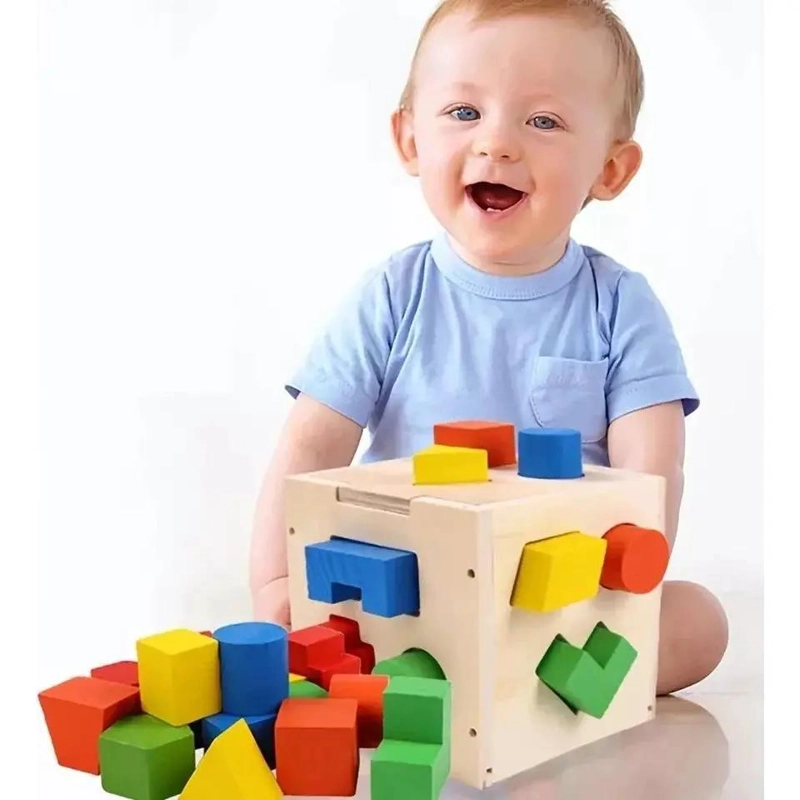 CUBO EDUCATIVO DE MADERA PARA CLASIFICACION DE FORMAS - 4